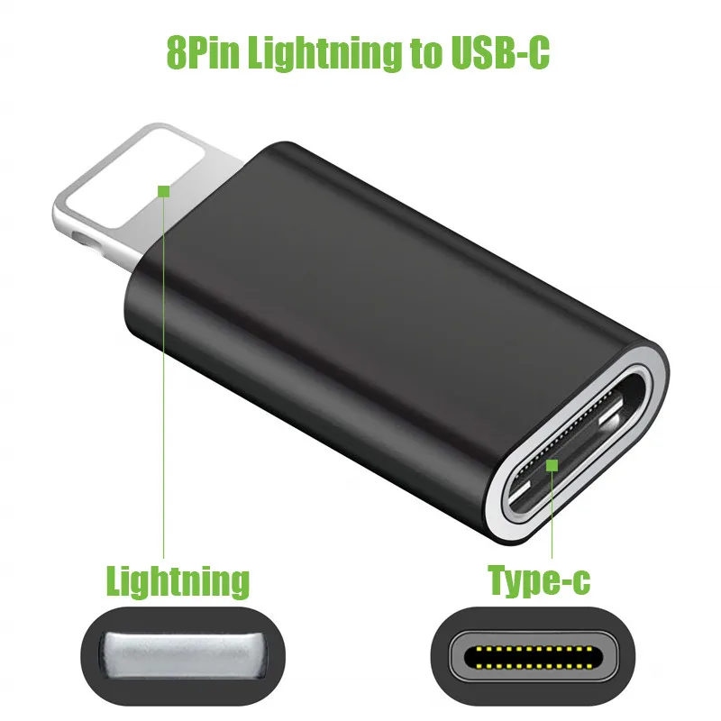 Сплав Тип c женский 8-контактный адаптер USB кабель зарядный конвертер для IPhone 8 7 6 6S Plus X XR XS Ios синхронизация данных разъем