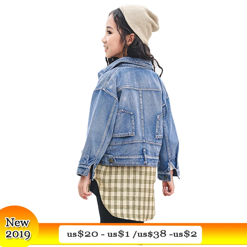 

Fashion Girls Denim Jacket 2019 New Spring Coat Little Girl Outfit age 6 8 10 12 14 years Teenage Girls Clothing