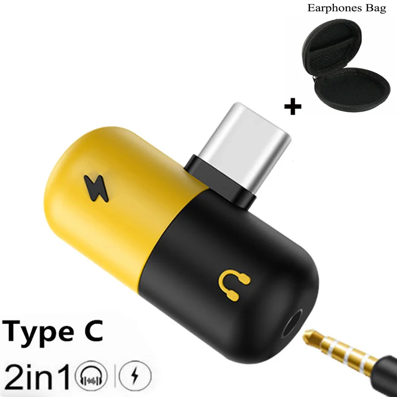 

2 In 1 Type C OTG USB C To 3.5mm Earphone Charging Calling Cable Headphone Audio Adapter Charge Splitter Earphones AUX Converter