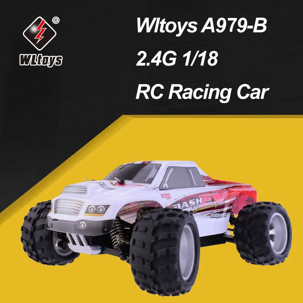 

Upgrade Wltoys A979-B 2.4G 1/18 Scale 4WD RC Speedcar 70km/h Remote Control Racing High Speed Shockproof Bigfoot Car Red&white