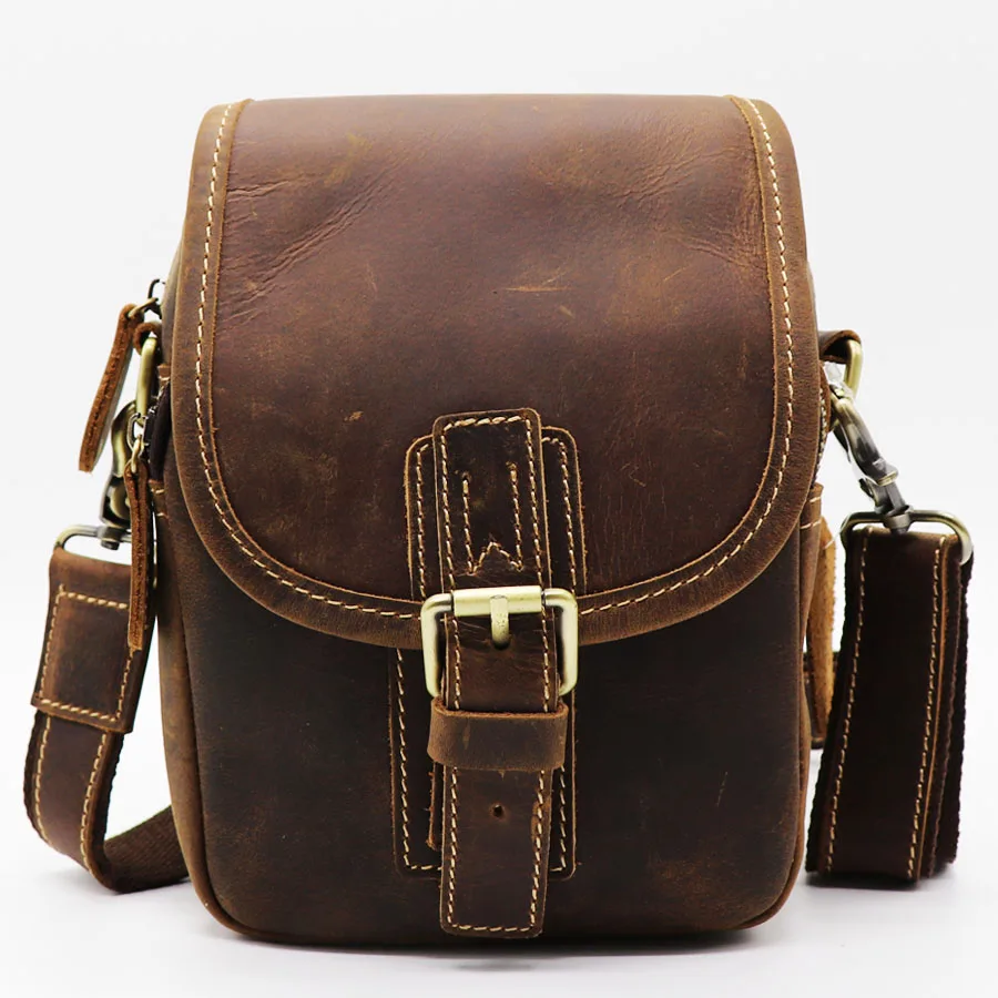 

Brand Hand-made Genuine Leather Men Bags Cross Body Shoulder Messenger Bags Cowhide Men's Waist Belt Pack For Cell Phone Wallet
