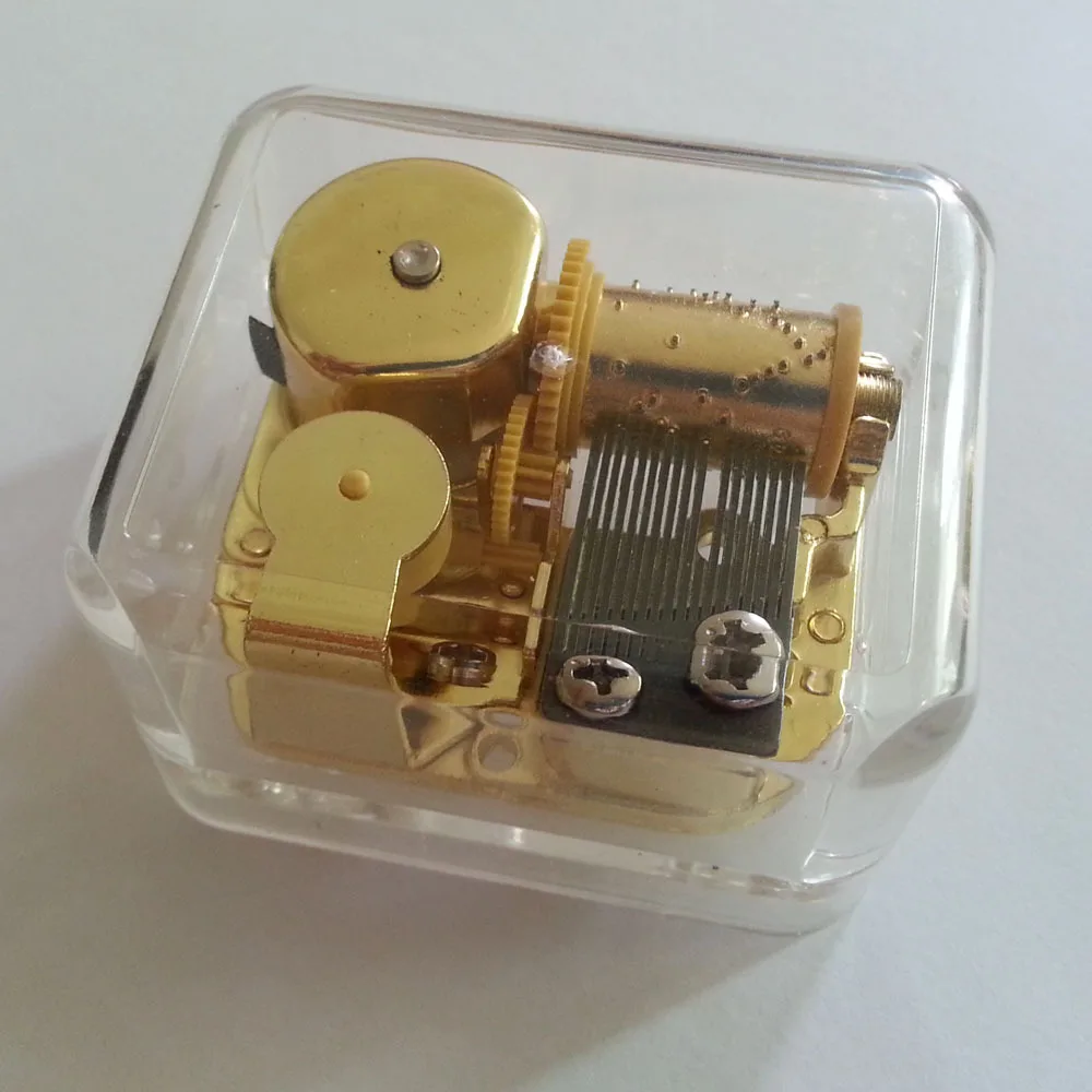 Wind-up Square Plastic Music box With Gold-plating Movement In,A Time For Us From Romeo And Juliet,Transparent Wind-up Square Plastic Music box With Gold-plating Movement In,A Time For Us From Romeo And Juliet,Transparent