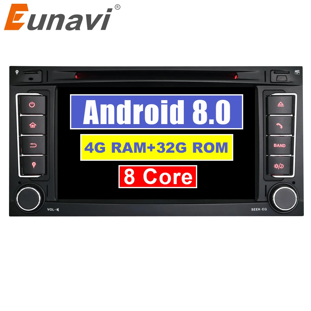 

Eunavi 2 Din 7'' Android 8.0 Car DVD Player GPS Navi For VW Volkswagen Touareg Transporter T5 With Canbus Wifi Stereo Radio FM