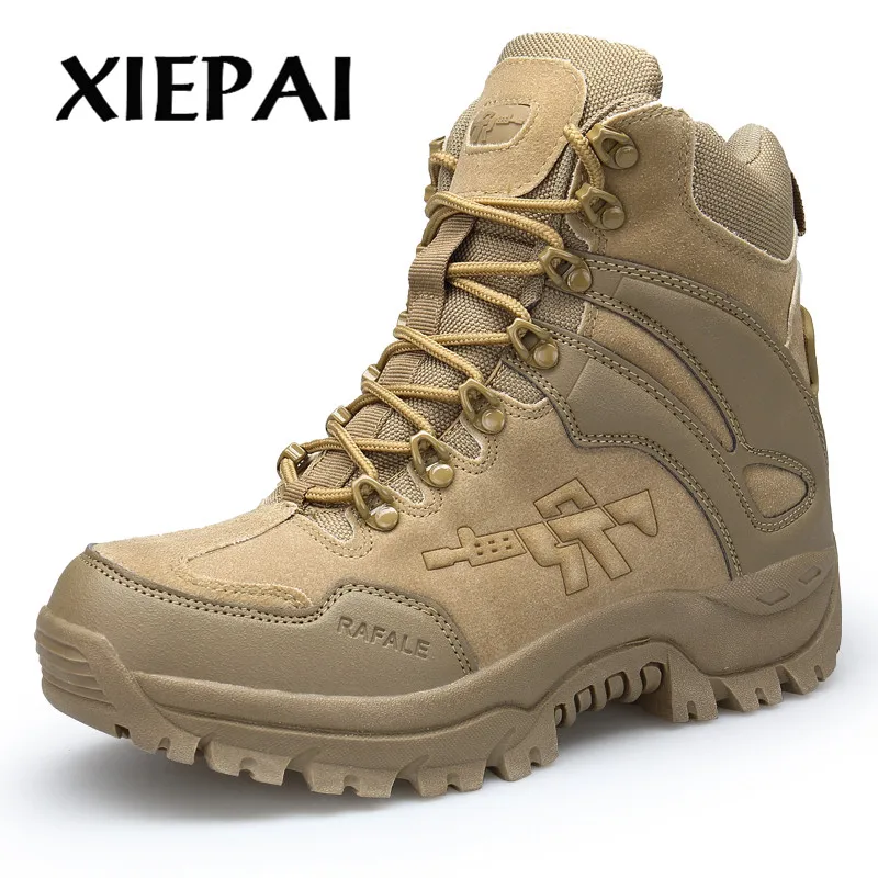 

XIEPAI Men's Boots Military boot Combat Mens Chukka Ankle Bot Tactical Big Size Army Bot Male Shoes Safety Motocycle Boots