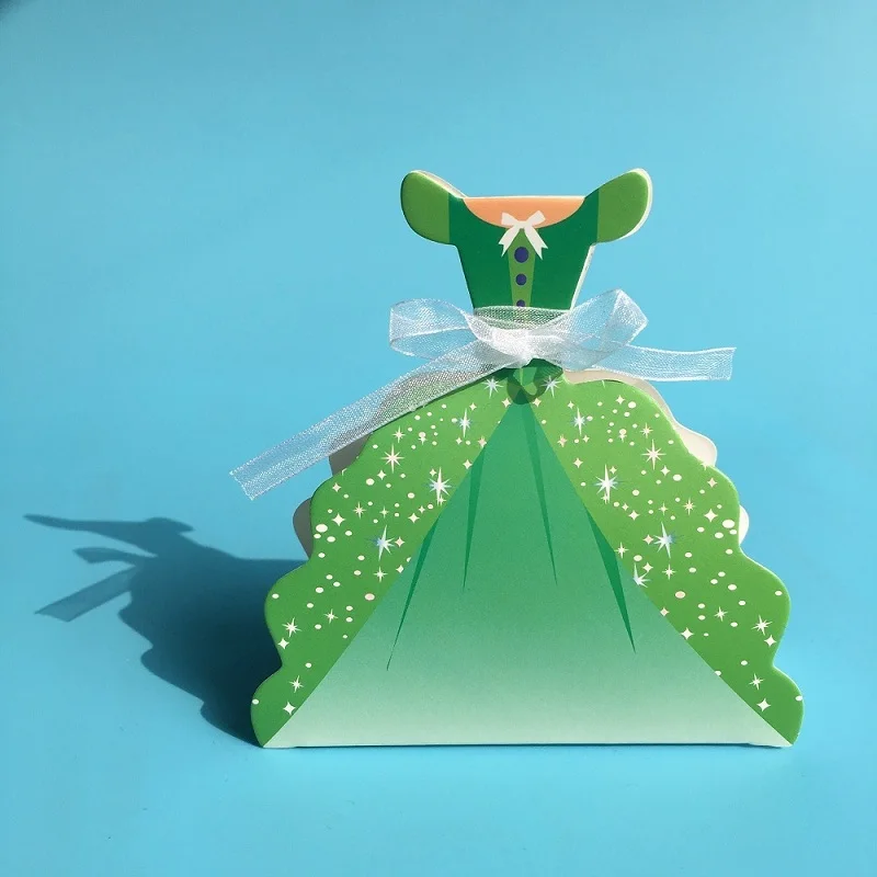 Коробки для конфет для крещения в стиле принцессы, подарочные коробки и сумки для малышей, маленькие подарочные коробки, вечерние подарочные коробки, бумажная упаковочная коробка, Regalo Bimbi - Цвет: Зеленый