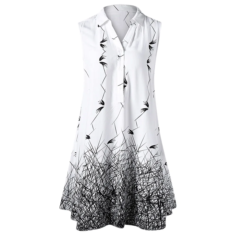 

Rosegal Women Summer Plus Size 5XL Sleeveless Graphic Longline Blouse Button Monochrome Lady Long Top Women Casual Top Clothing