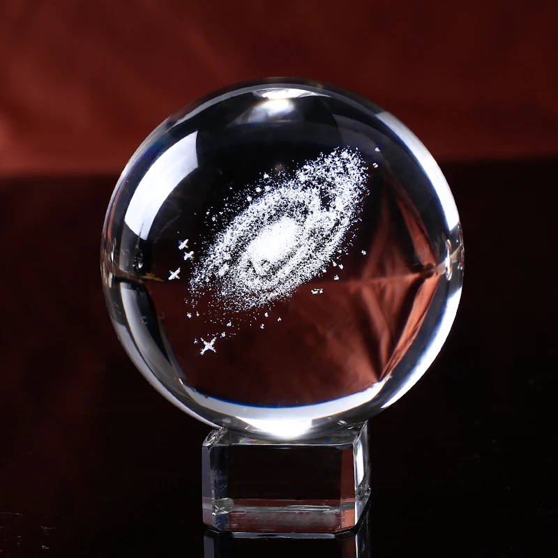 

60MM80MM100MM Crystal Globe Galaxy Miniatures Crystal Ball 3D Laser Engraved Decorative Ball Sphere