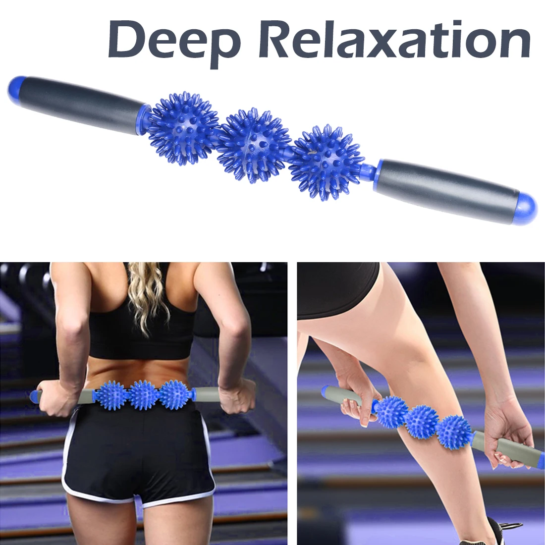 

17 inch Gym Muscle Massage Roller Yoga Stick Muscle Body Massage Relax Tool Muscle Roller Sticks with Point Spiky Ball