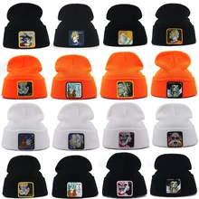 Унисекс Dragon Ball Вязаная Шапка-бини с 3D вышивкой кости теплые зимние шапочки хлопок Гибкая спортивная Лыжная шапка