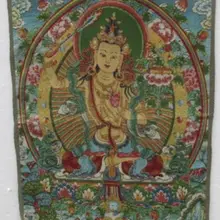 Золотой шелковой вышивкой танка богиня Гуаньинь в Тибете и Непале