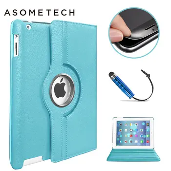 

360 Rotating Stand Case Capa For iPad 2 3 4 Retina Display Litchi pattern Cover For ipad Mini pro 9.7 10.5 12.9 Flip Matte Cases