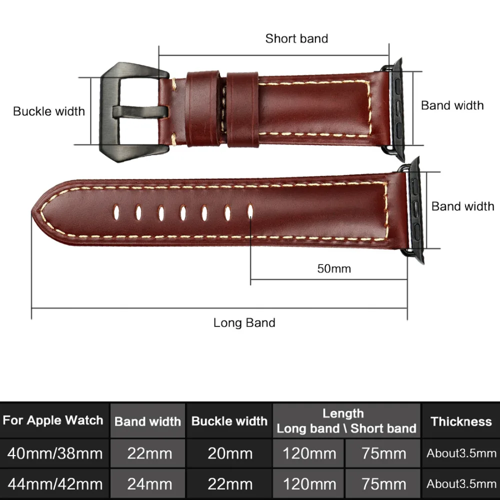 Ремешок для часов MAIKES из натуральной кожи браслет Apple watch 42 мм 38 series iwatch 4 44 40