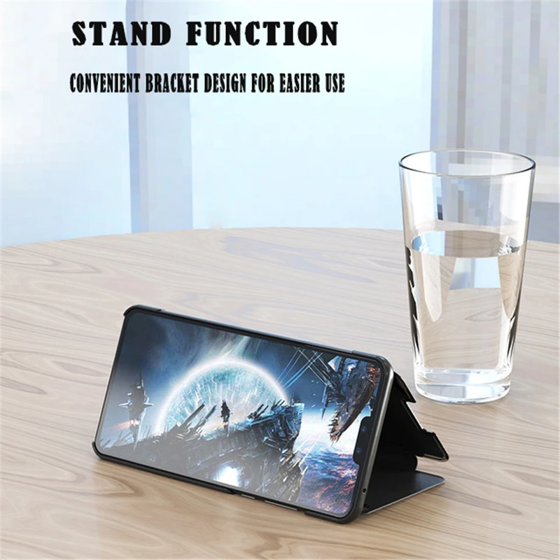 Прозрачный зеркальный кожаный чехол для Huawei Y5 Y7 Prime Y6 Y9 2018 P Smart Plus 2019 Honor 10 9 8 Lite 8X Max