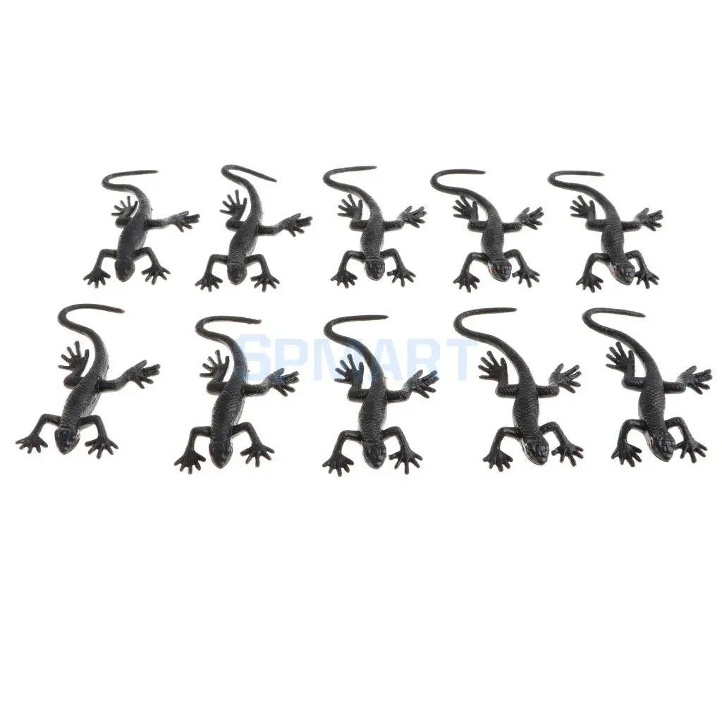 10x Rubber Animal Gecko Model Educational Toy Party Bag Fillers Halloween Prop Children Kids Toys Home Decor Gray