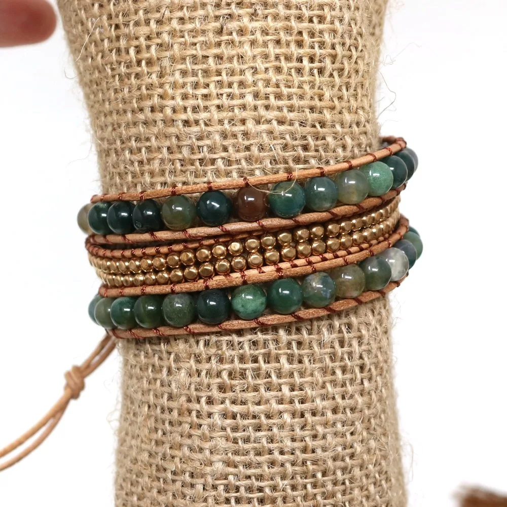Ручной регулировкой Boho Этническая многослойная Обёрточная бумага кожаный