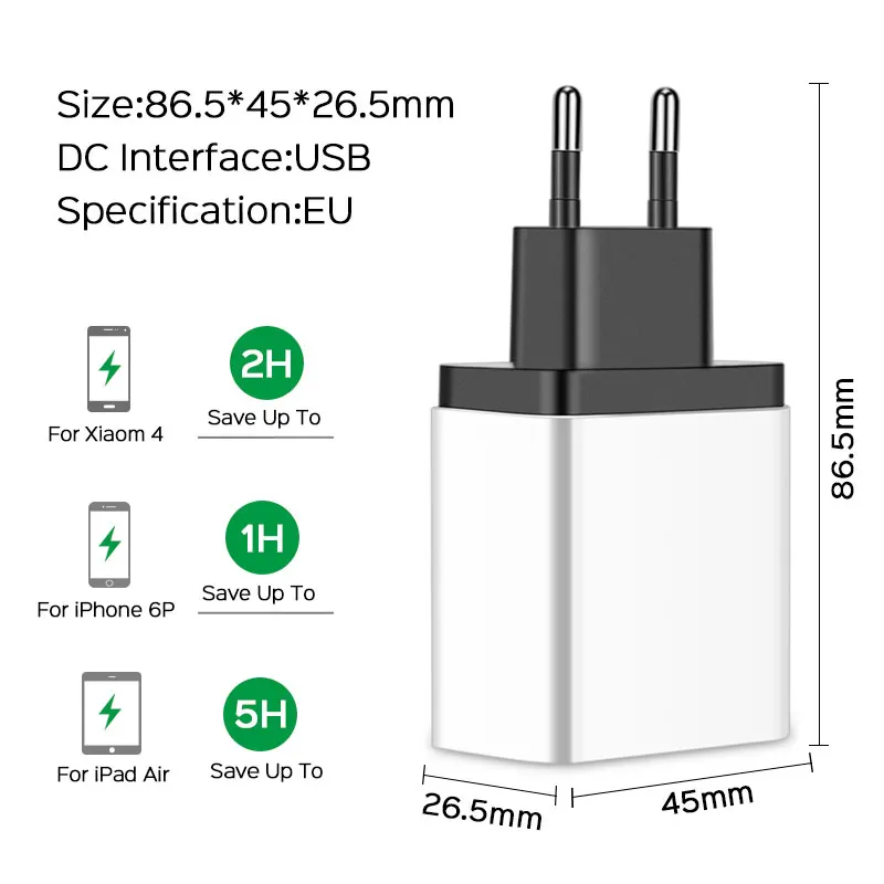 18 Вт USB зарядное устройство Quick Charge 3,0 5 в 3 А для iPhone X Xs Xr 7 8 EU штекер настенный адаптер для зарядки мобильного телефона для samsung S9 Xiaomi