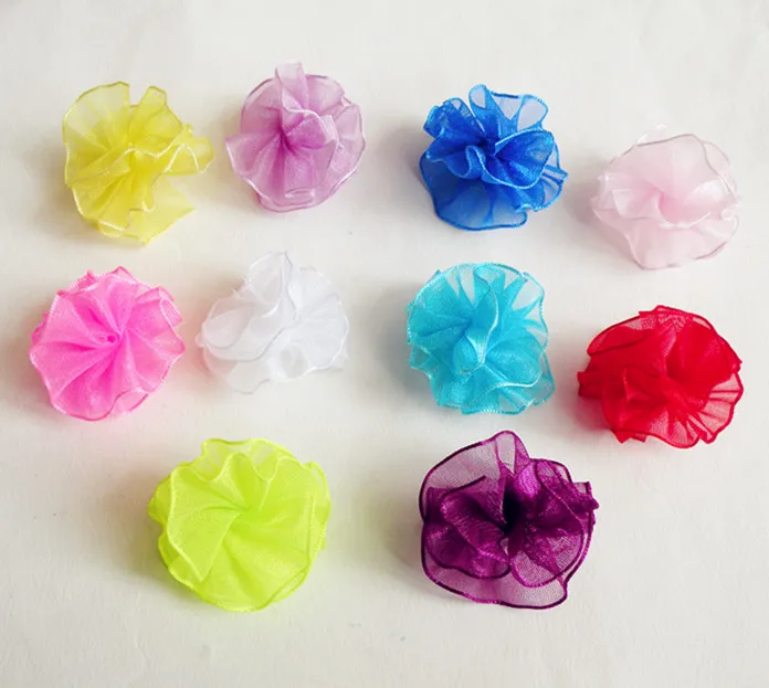 

100PC/Lot Candy Color Dog Hair Bows Gauze Flower Puffs Dogs Accessories Pet Grooming Supplies Gift