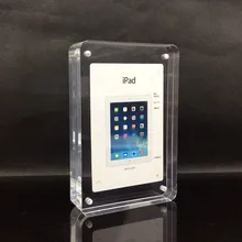 6x4 inch Desktop acrylic advertisement display picture show stand block holder with four magnets design