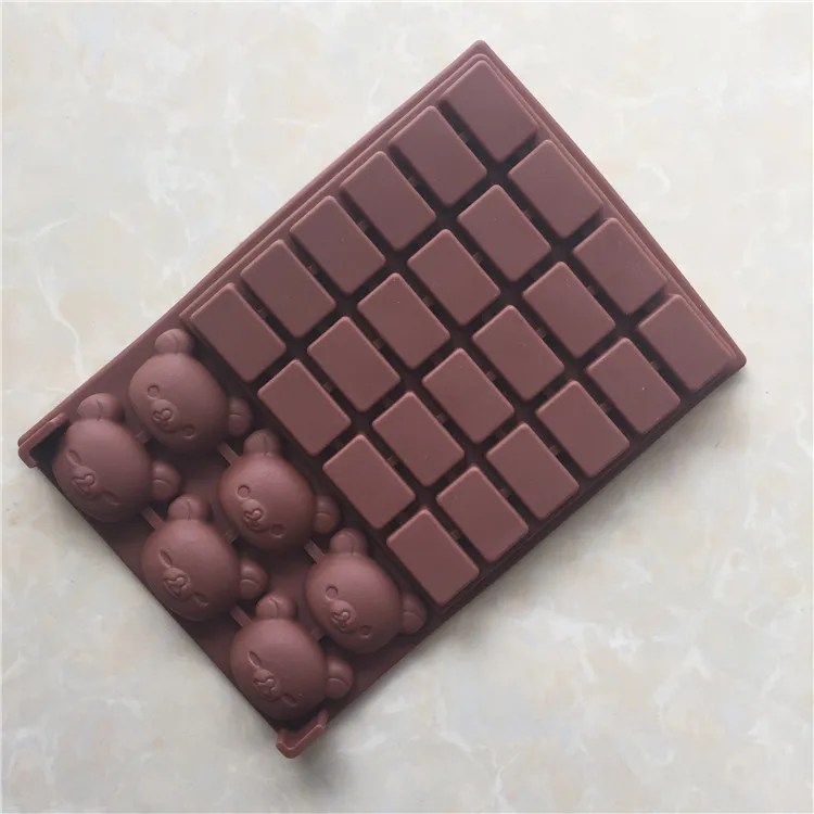 Newest Bear Chocolate Mold DIY Silicone Molds square Ice Mould Cartoon 1132 | Дом и сад