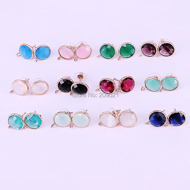5 Pairs Crystal Glass Earring,Crystal Glass Earring Hooks,For making Earrings