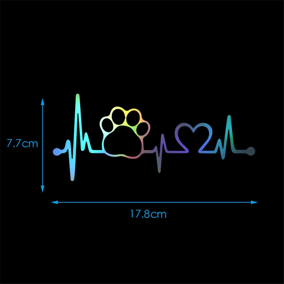 Cunymagos 17.87.7cm 3D Car Styling Stickers Dog Paw Heartbeat Car Stickers and Decals Car Body Stickers (6)