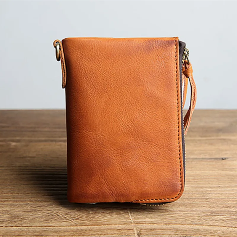 

Men Genuine Leather Wallet Male Slim Bifold Wallet men Small Money Coin ID Credit Card Wallet Holder Case Leather Zipper Purse