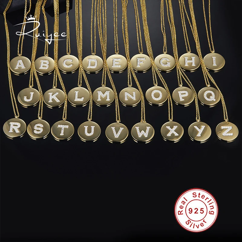 

RY Letter Necklace 925 sterling silver gold chain necklace female name necklace hip hop jewelry layered necklace men's necklace