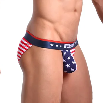 

New Men's Sexy Striped Stars Gay Underwear Printed Briefs Bikini S M L XL