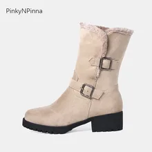 Г., Зимние ботильоны женские Модные Винтажные теплые удобные ботинки с пряжкой и плюшевой подкладкой в западном стиле, горячая Распродажа, офисные женские ботинки