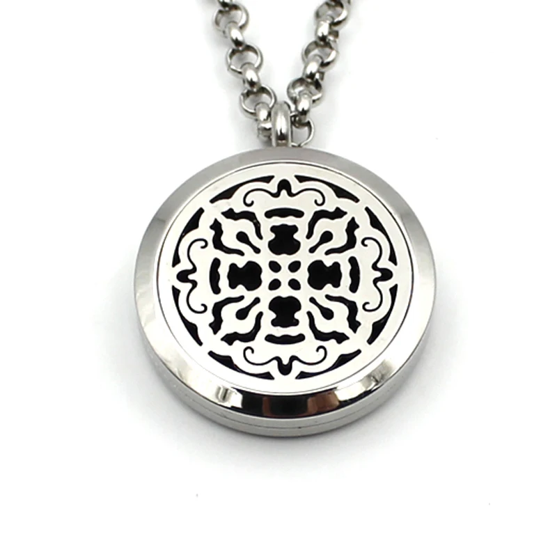 Fashion round essential oil locket necklace 316L stainless steel