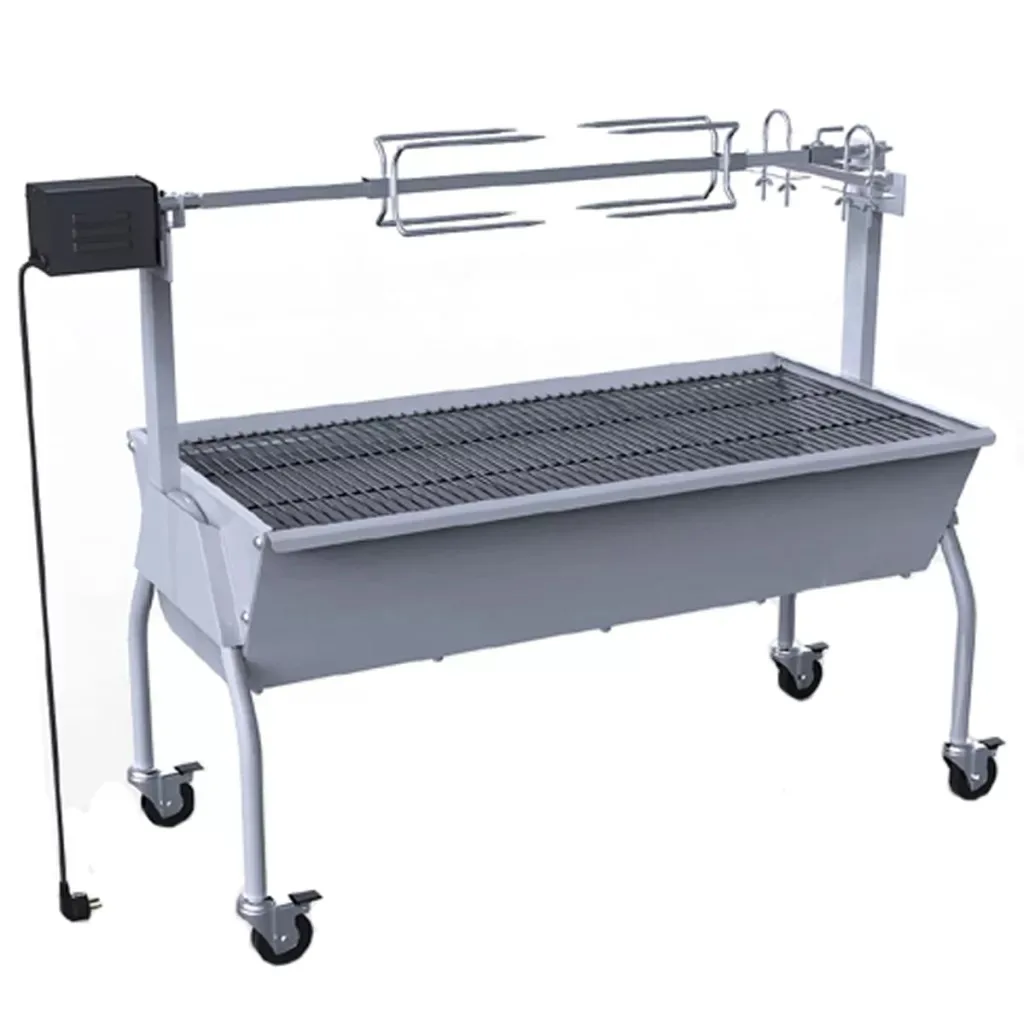 

vidaXL Barbecue Grill Charcoal 4 Wheels Electric Rotisserie Outdoor Family BBQ Party Stove Adjustable Height Cooking Rotisserie