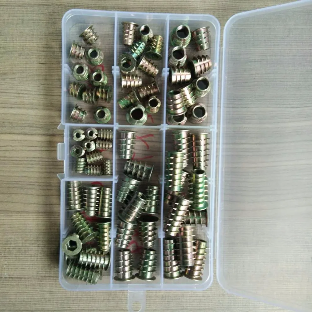M8x25mmFlush PGMJ 80 Pieces M8 Flush Nut Inserts Wood Bolt Furniture Headless Screw in Nut
