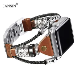 Винтажные кожаные часы ремешок для Apple Watch Band 44 мм 40 мм серия 4 3 2 1 Спортивный Браслет ремешок для Apple Watch Band 38 мм 42 мм