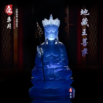 

Tibetan Buddhism blue glass Buddha King of the Inferno Glaze Glass Buddha statue