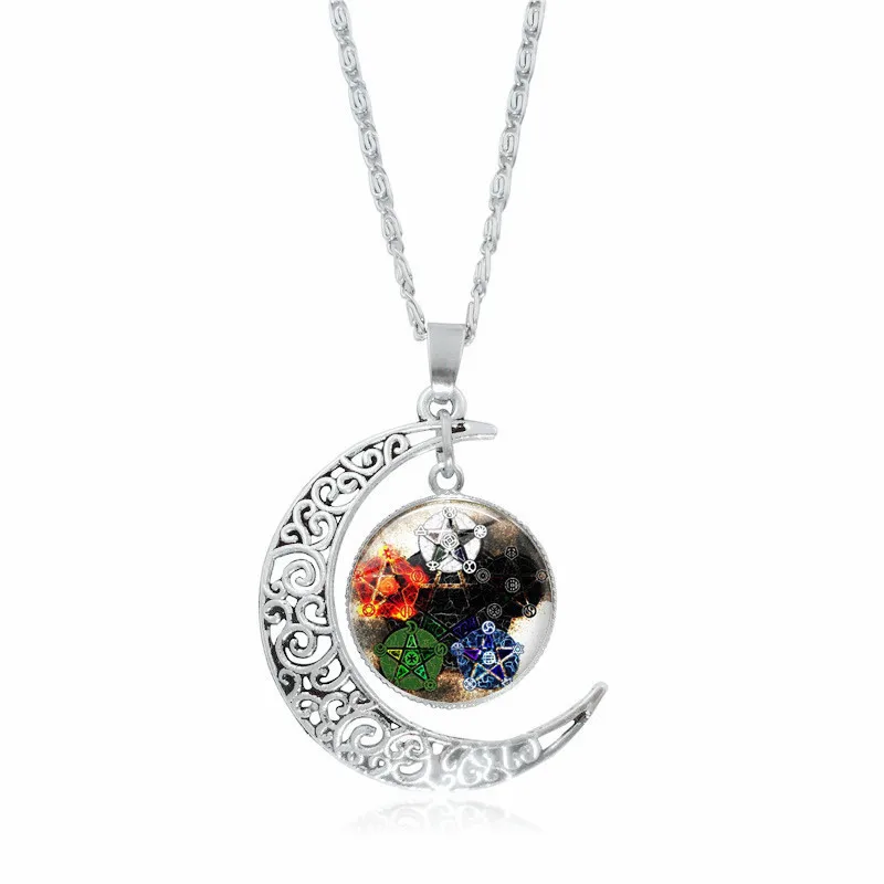 HOCOLE Moon Glass Star кабошон кулон ожерелье Серебряная цепочка большой чокер для женщин