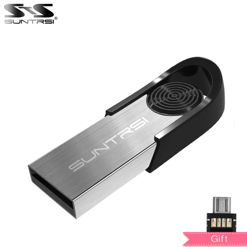 

Suntrsi new usb flash drive 64GB 32GB with the OTG adapter Metal Pen Drive Memory Stick High Speed Memory Storage Easy to Carry