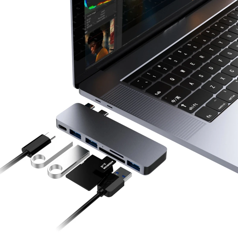 USB Hub 3,0 Портативный двойной преобразователь type-C зарядная станция Поддержка Micro SD/SD кардридер