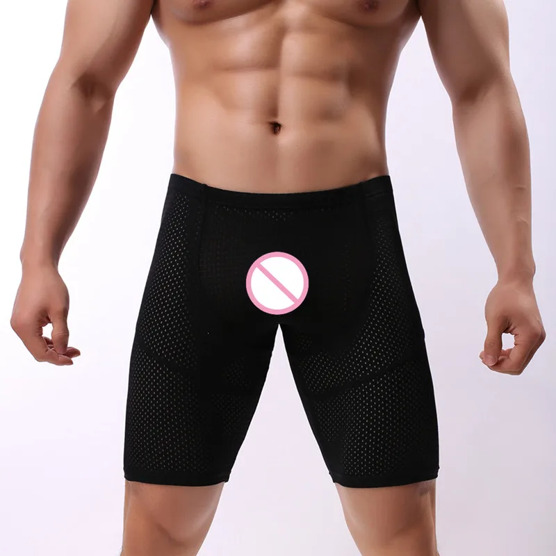 Модный бренд, мужские сексуальные прозрачные пижамные штаны, мужские Пижамные шорты для геев, домашняя одежда для отдыха, домашняя одежда - Цвет: Черный