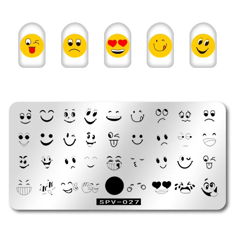 

1pc Emoji Styles Image Polish Printing Plates SPV 027# Nail Stamping Plates Nail Art Templates Stencils Manicure Styling Tools