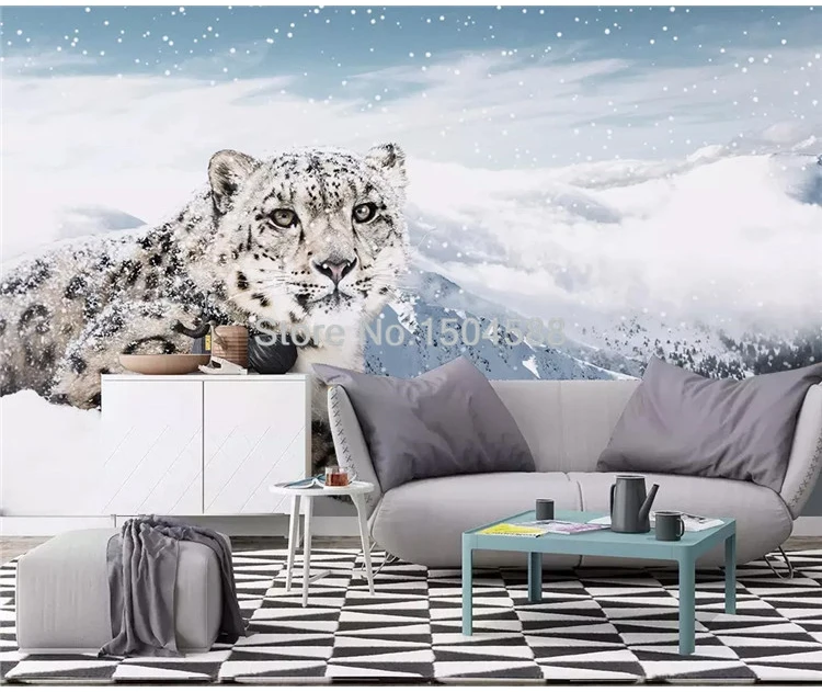 3D обои современный простой Снежный Леопард фото настенные фрески гостиная детская спальня фон обои домашний Декор 3D фрески