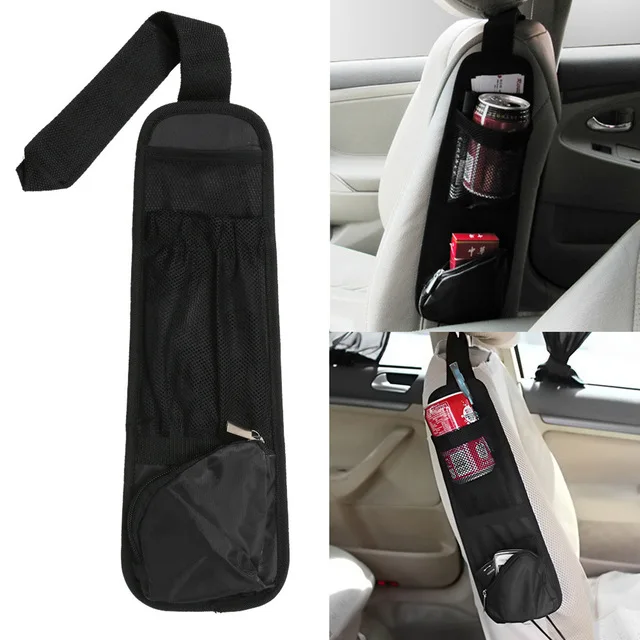 

Car Hanging Storage Bag Car Organizer Auto Vehicle Seat Side Bag Pocket Bags Sundries Holder Nylon 37*12cm Black