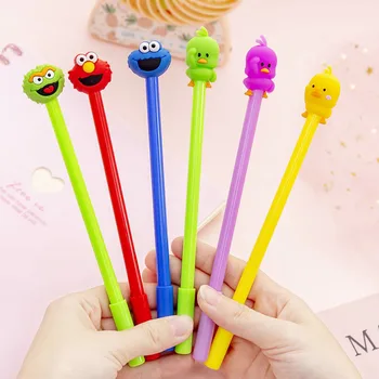 

48pcs/lot Korean creative cute cartoon anime Sesame Street duck gel pen Cute fresh school student writing exam signature pen