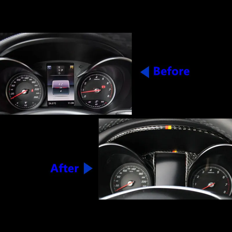 Автомобильная центральная консоль, накладка на приборную панель, полоски из углеродного волокна для Mercedes Benz C Class W205-18 GLC X253-18, внутренние наклейки