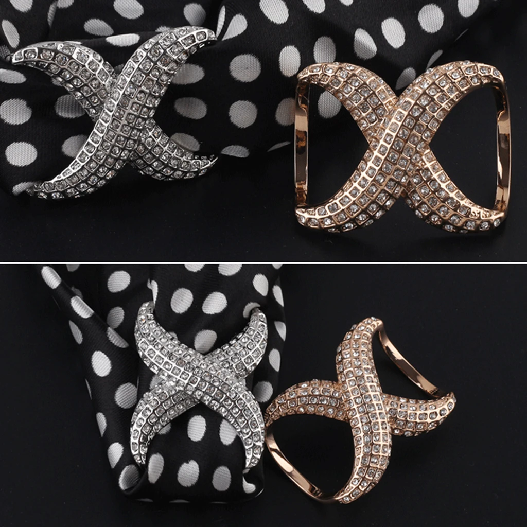 Women Noble Silk Scarf Clips Rings Holder Buckle For Wedding Party
