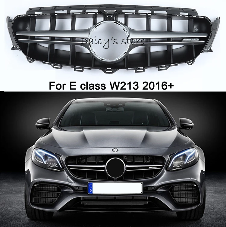 W213 GTR Style Front Bumper Mesh amg Grill silver black Grille For