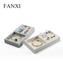 

FANXI New Fashion Linen/ Velvet Multifunctional Jewelry Display Tray Jewelry Organizer Earring Holder Bracelet Necklace Box