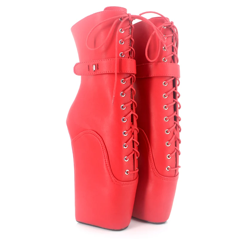 

Red Ankle High Women Boots Round Toe Ballet Heels Lace-Up Botines Mujer Ankle Boots For Women Black Ladies Shoes 2017