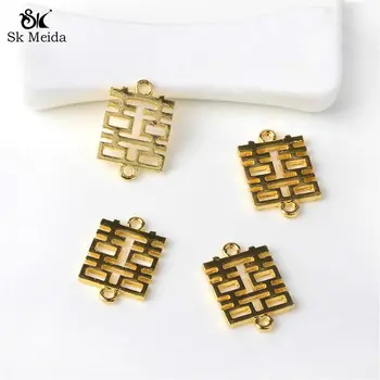 

20pcs Alloy pendant double hanging Chinese Xi word hair bag necklace Pendant accessories DIY handmade jewelry gift JK-10