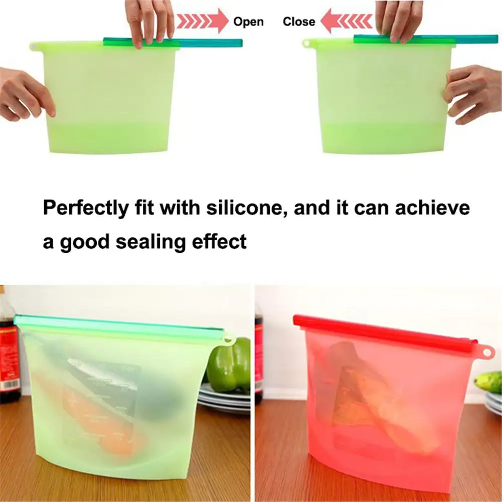 1PCS Reusable Seal Silicone Food Fresh Bag Vacuum Sealer Fruit Meat Milk Storage Bags Kitchen Accessories Food Container Bag