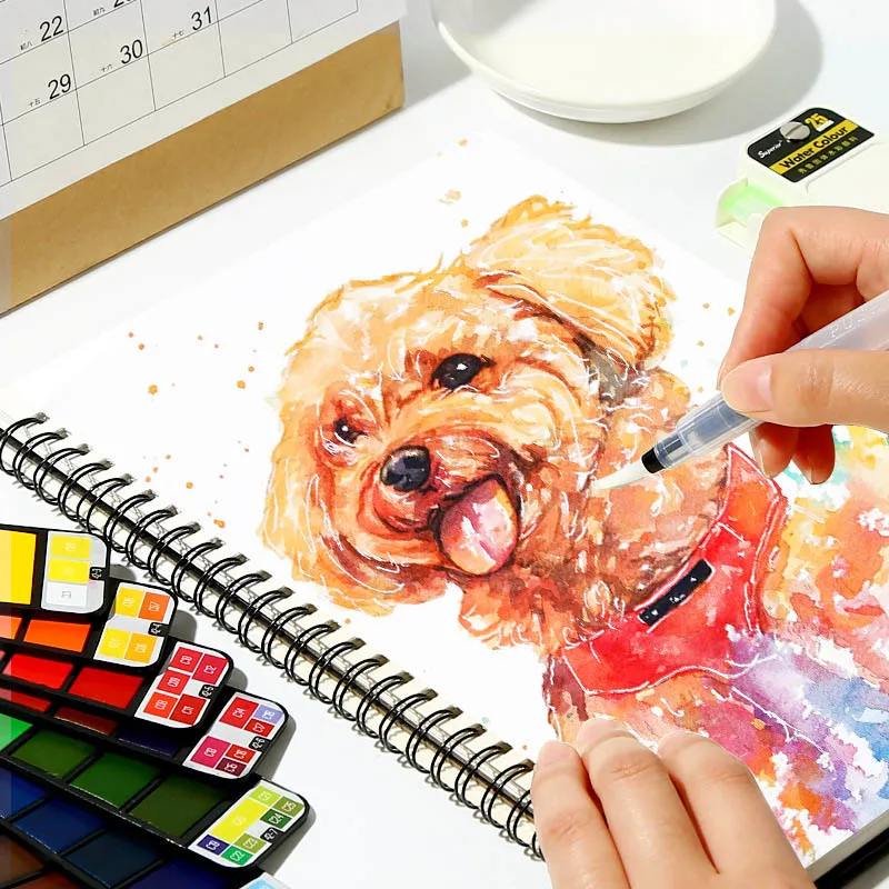 

Portable 18/25/33/42 Colors Solid Watercolor Set With Free Water Color Paint Brush Creative Pigment For Drawing Art Supplies